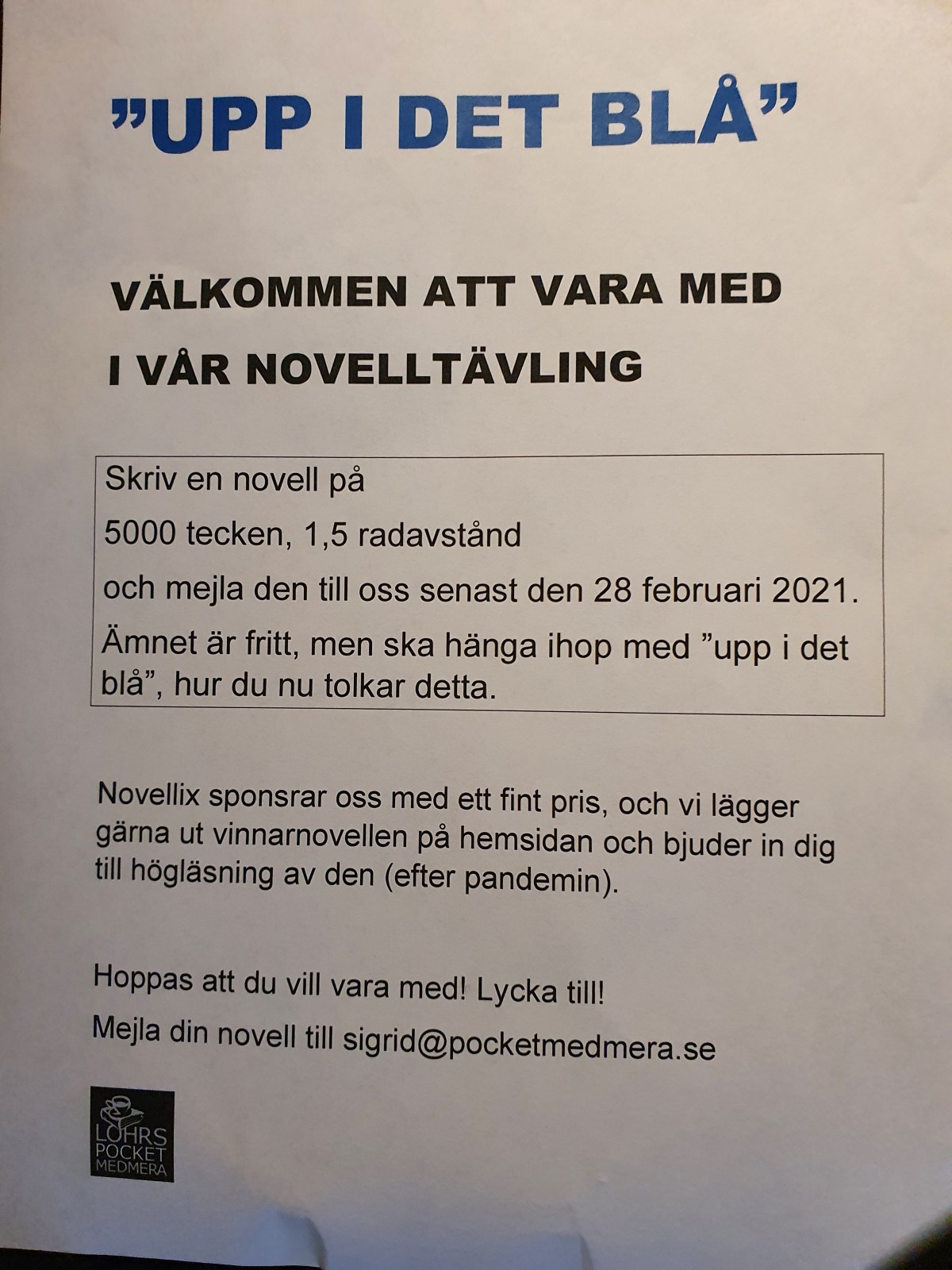 Novelltävling ”Upp i det blå” från Lohrs Pocket&nbsp;MedMera